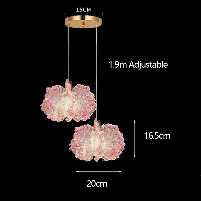 Nordic French Cream-Style Long Line LED Pendant Light - Acrylic Flower Chandelier Lamp for Bedroom Bedside, Dining Room & Living Room