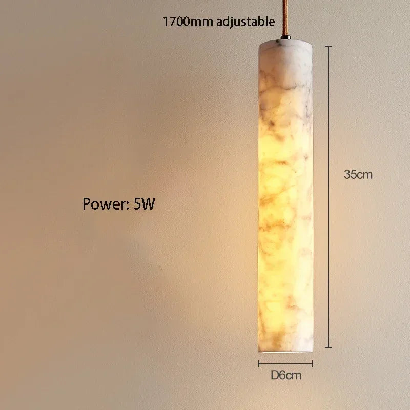 Spanish Marble Pendant Light Luxury Natural Veins Stone Copper Suspension Luminaire for Dining Kitchen Bar Bedside Hanging Lamp