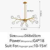 Creativity Firefly LED Chandelier Black Gold for Living Room Bedroom Hall Home Decor Indoor Lighting Minimalist Ceiling Pendant