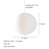 Nordic Wabi Sabi Wind Round Rice Paper Led Pendant Lights Living Dining Room Bedroom Loft Restaurant Bar Home Decor Chandelier