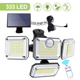 278 LED Solar Motion Sensor Outdoor Flood Light - 3-Head Waterproof Security Wall Lamp for Patio, Yard & Garage