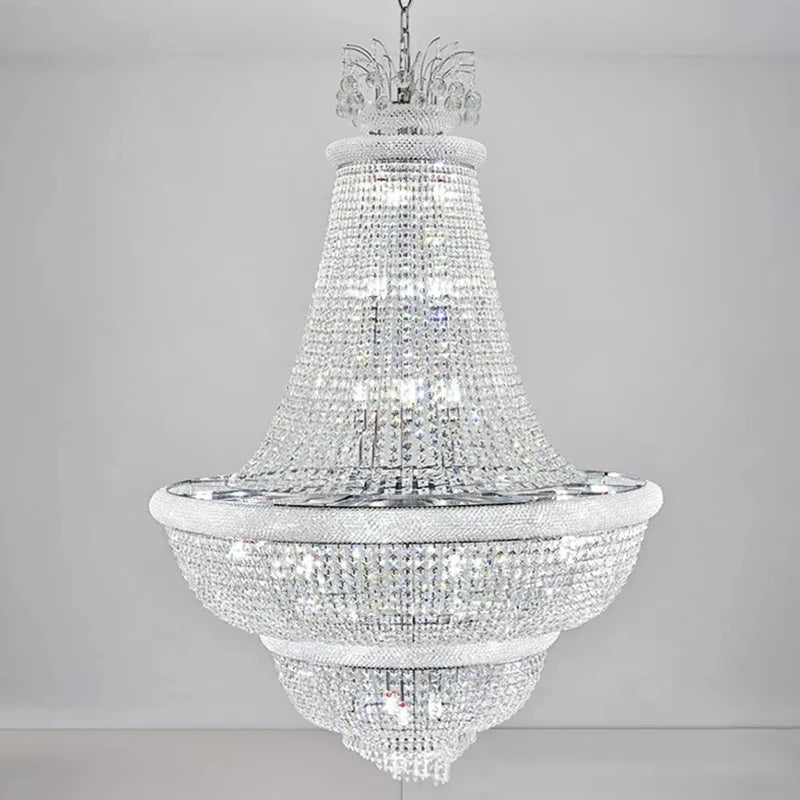 Light Luxury Duplex Villa Led Crystal Chandelier Home Decoration Living Room Bedroom Mid Floor Hollow Spiral Staircase Light