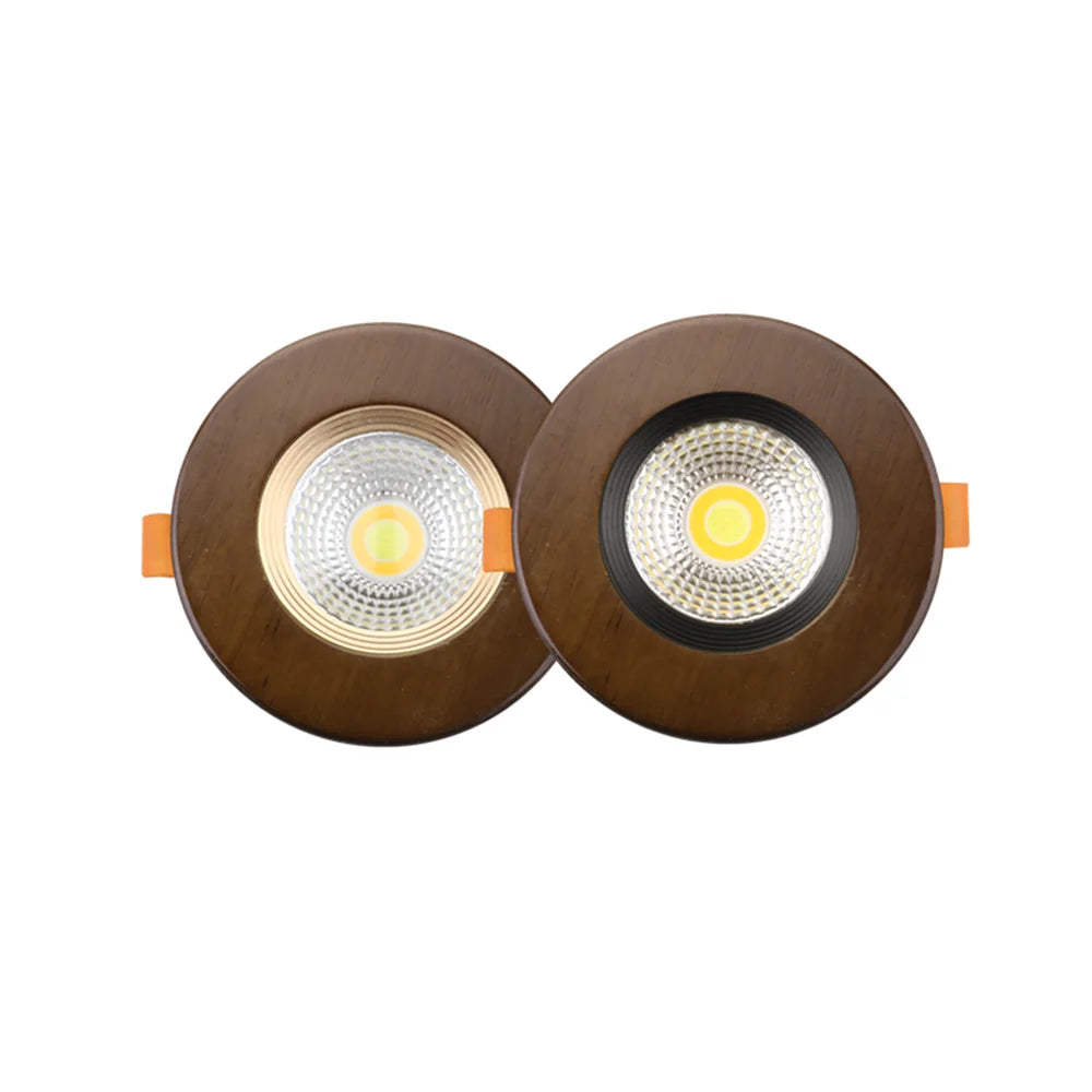 Country Decor Walnut Wooden LED Recessed Downlight (5W 110V-220V) - Solid Wood Ceiling Spotlight Fixture for Living Room, Kitchen & Loft Interior