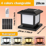 Outdoor LED Solar Pillar Light - Waterproof Dual-Power Fence Post Lamp