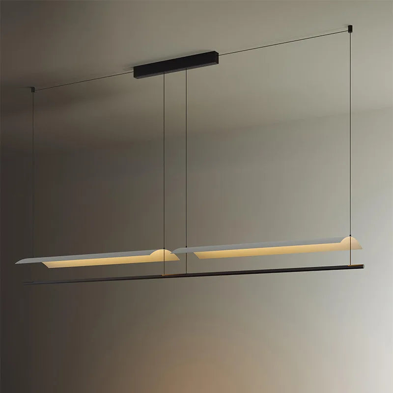 Modern WabiSabi Pendant Light Minimalist Long Strip Hanging Lamp Eave Acrylic Chandelier For Dining Living Room Office Kitchen