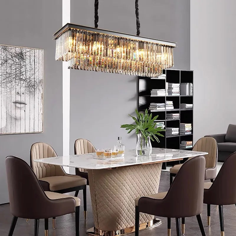 New Modern LED Crystal Chandelier American Living Dining Room Villa Hanging Light Bedroom Ceiling Pendant Lamp Home Decor Lustre