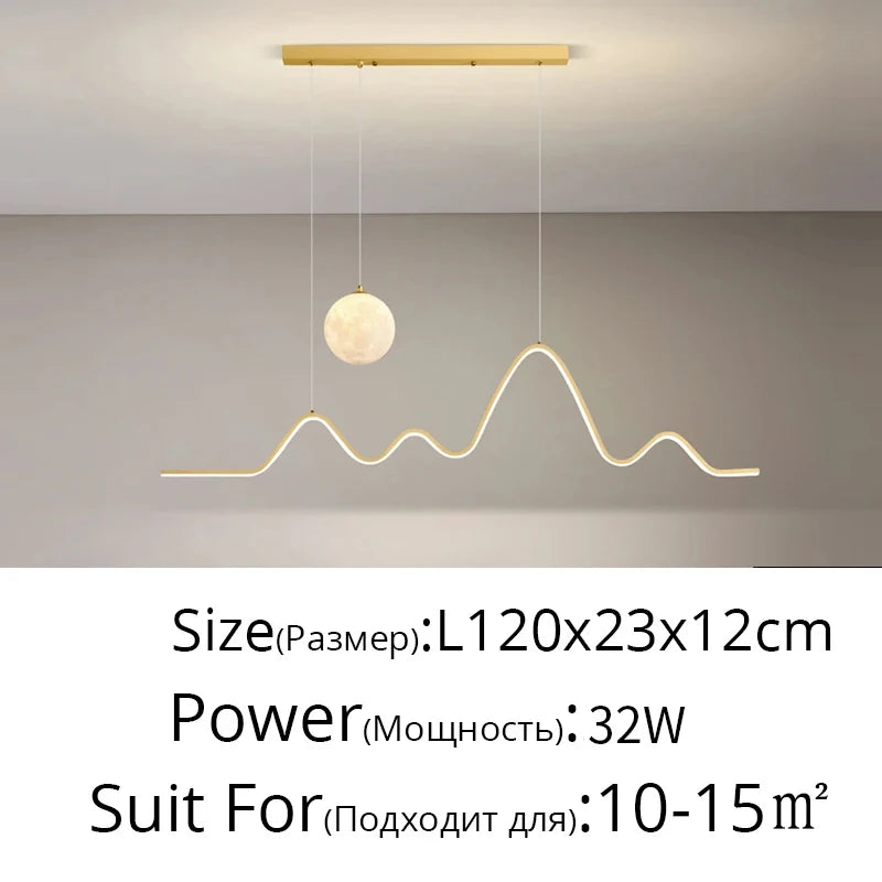 Modern Minimalist Moon Pendant Light with Adjustable Cords Indoor Decor Lamp for Dining Tables Bar Counters and Living Rooms