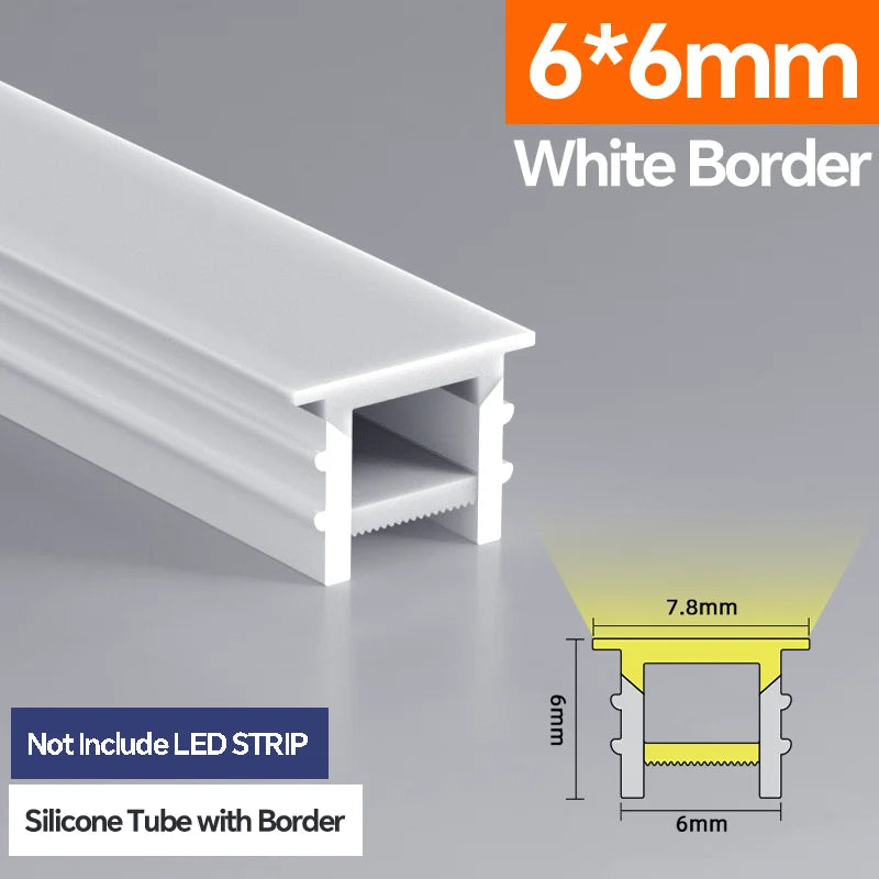 Light Strip Silicone Tube LED Diffuser Flexible Black and White Lampshade with Edge Contour Light Mask Plate Cover