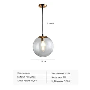 Gold/Black Glass Ball Pendant Lights White Globe Hanging Lamps Bar Restaurant Deco Luminaire Bedroom Light LED Pendant Lamp