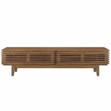71" Mid-Century Modern TV Stand Walnut Storage Console Metal Legs Shelf