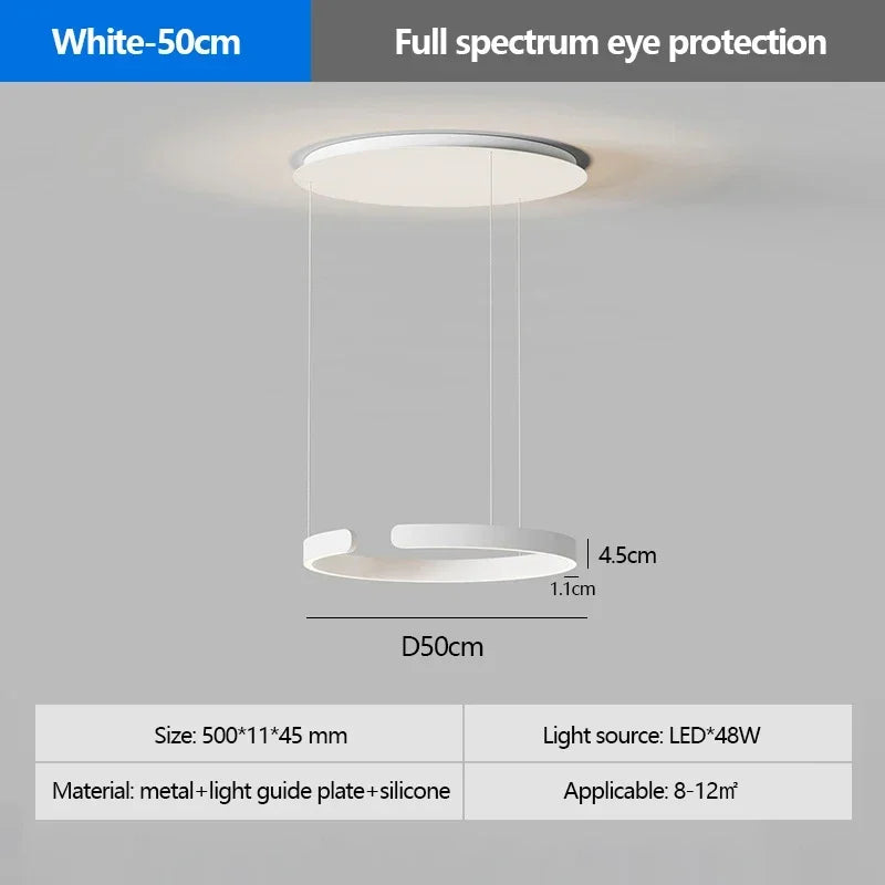 Modern Ring Pendant Lamp Remote Control Dimmable Warm White Eye Protection Led Chandelier Kitchen Island Dining Room