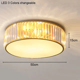 Modern Geometric Crystal Ceiling Light - Round & Square LED Lamp for Bedroom