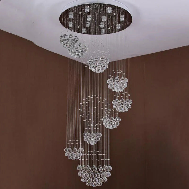 New Modern Item Large Villa Ceiling Lights Hotel Crystal Led Chandelier Staircase Pendant Light Kitchen Room Decor Hanging Lamp