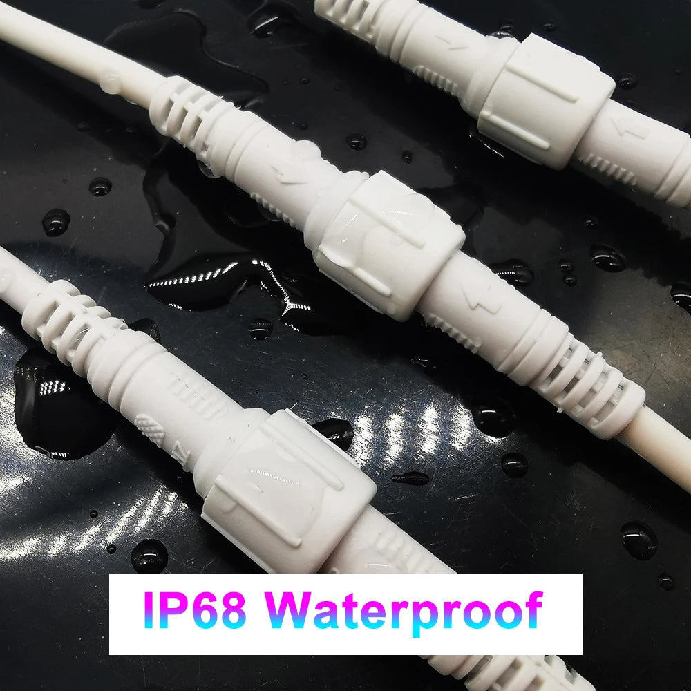 5/10/20/50/100Pairs 2Pin 3Pin 4Pin 5Pin Male To Female Jack LED Connector IP68 Waterproof Black White Cable For LED Strip Light