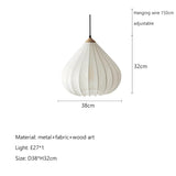 French Minimalist Onion-Shape Fabric Pendant Light - Wabi-Sabi Cloth Shade Ceiling Lamp Fixture for Living Room, Bedroom, Cafe & Kitchen
