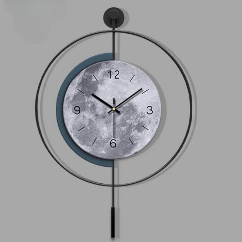 Minimalist Wall Clock Spanish Style Mute Moon Wall Decoration Clock Living Room Backdrop Home Decoration Creative Personalized