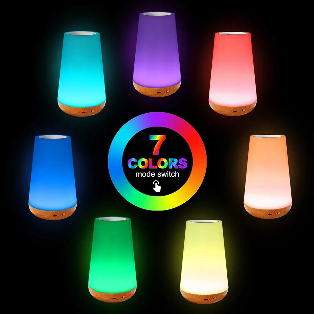 13 Colors Changing Night Light RGB Remote Control Touch Dimmable Lamp Portable Table Bedside Lamps USB Rechargeable Night Lights