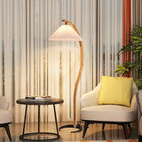 Nordic Creative Natural Wood Walnut Pleated LED Floor Lamp Living Room Bedroom Study Reading Light Indoor Decor Lighting Fixture