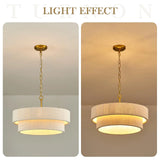 Hand Woven Cotton and Hemp Rope Chandelier  Pendant Light Adjustable Pendant Light for Kitchen Island Dining Living Room Lamp