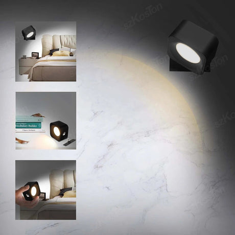 Modern Indoor Wall Lamp Magnetic 360 Projector Rechargeable Sconce Home Lighting Bedroom Living Room Aisle Decor LED Wall Light