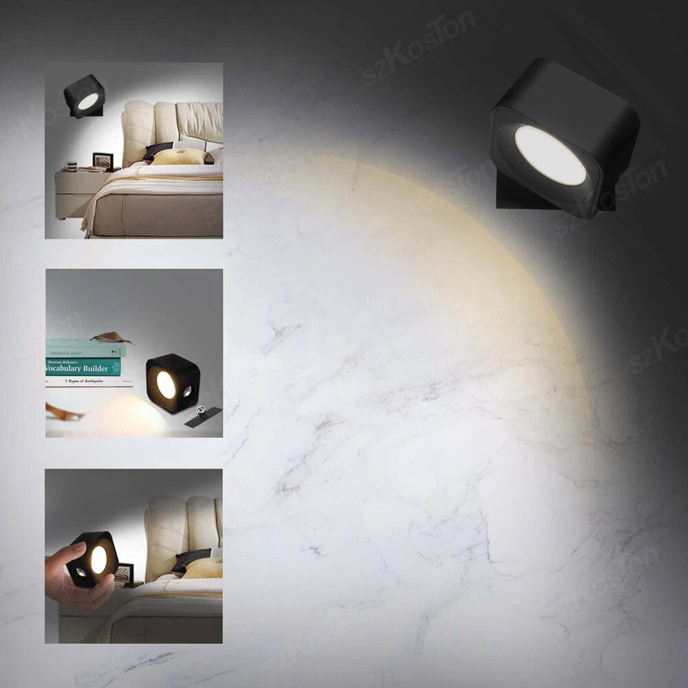 Modern Indoor Wall Lamp Magnetic 360 Projector Rechargeable Sconce Home Lighting Bedroom Living Room Aisle Decor LED Wall Light