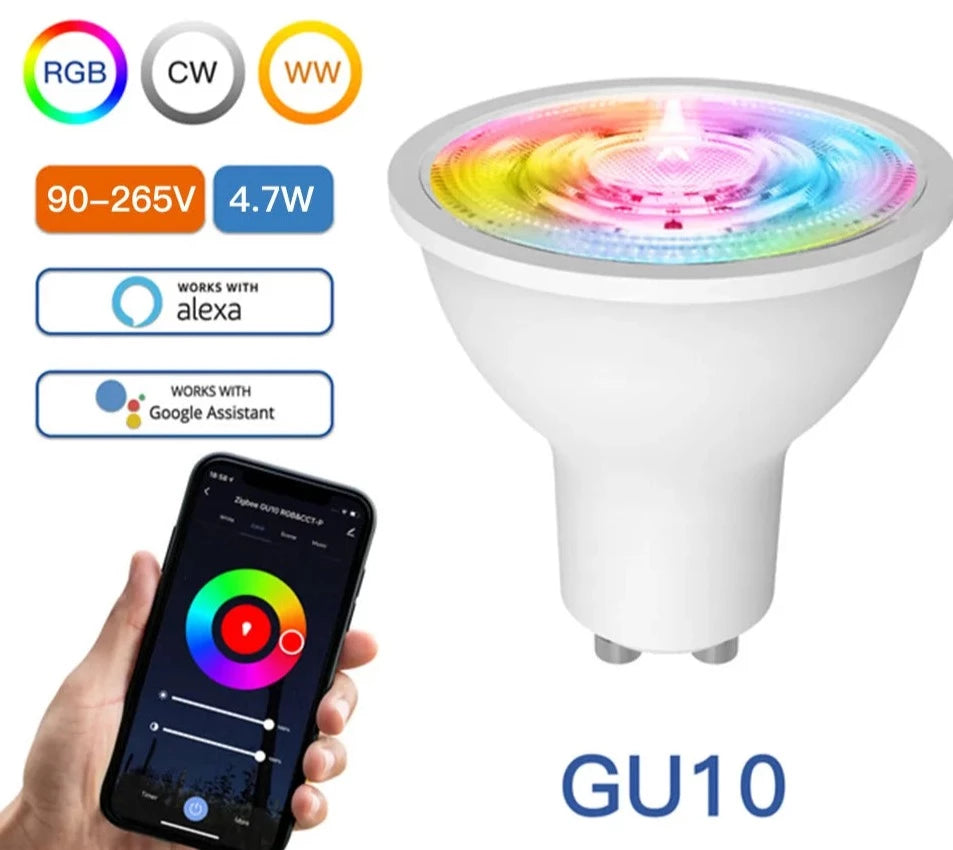  ZigBee GU10 WIFI Smart LED Bulbs RGB C+W White 5W Dimmable Lamps Smart Life APP Control Light Bulbs Work Alexa/Google