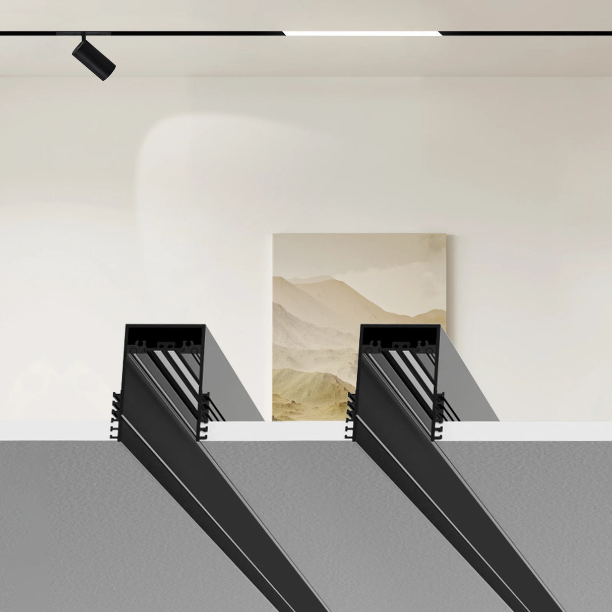 Recessed Magnetic Track Lighting 2-Wire DC 24V Track Rail System with LED Magnetic Light Head Kitchen Living Room Office