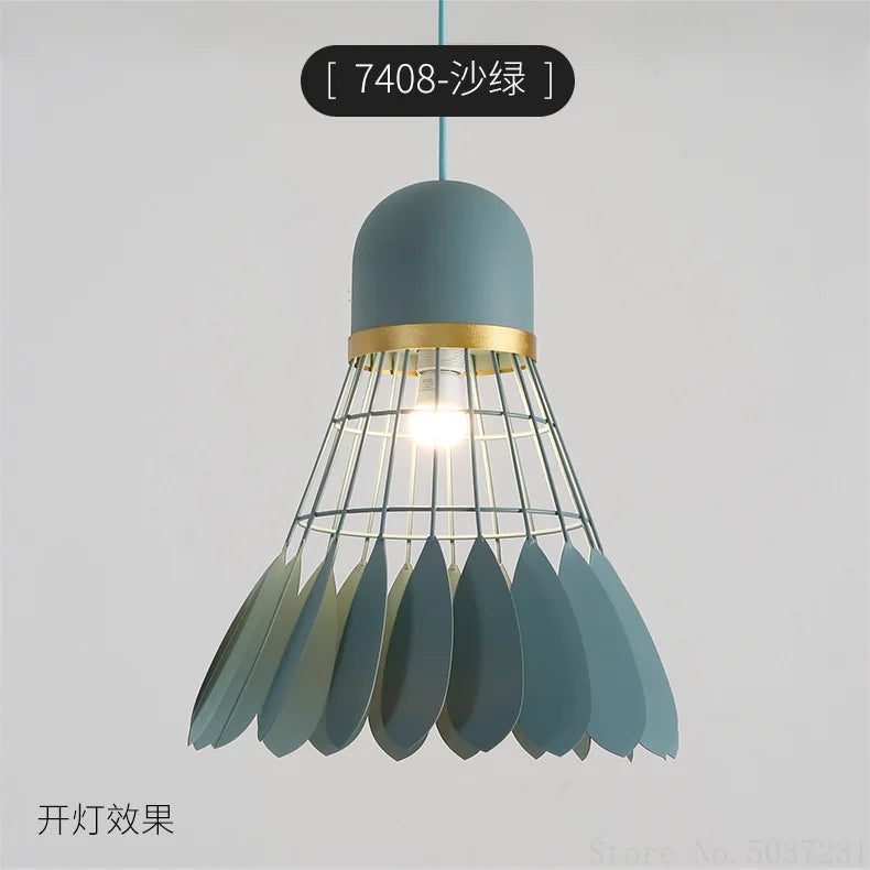 Simple Nordic Badminton Chandelier Lights Japanese Macaron Restaurant Hanging Lighting Fixture Sports Bedside Decors Pendant Lamp