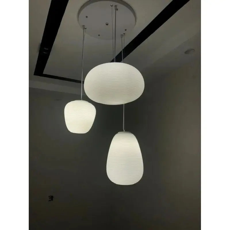 Modern Milky White Glass Whorls Cocoon Pendant Light For Kitchen Dining Table Study Room Acrylic House Decor Hanging Lamp