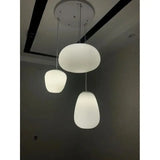 Modern Milky White Glass Whorls Cocoon Pendant Light For Kitchen Dining Table Study Room Acrylic House Decor Hanging Lamp