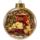 1pc 8CM Size Acrylic Material Christmas Ball Ornament Transparent Design with Light Santa Claus Pendant Hanging Christmas Decor