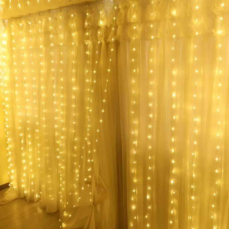 6M/4M/3M USB Curtain Led String Lights with Remote Control Holiday Wedding Christmas Indoor Bedroom Decoration Hanging Lighting