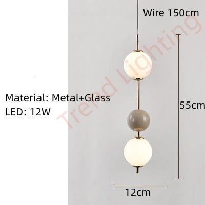Colorful Ball LED Pendant Light White Glass Ball For Bedroom Dining Room Kitchen Hanging Lamp 4000K Wire Adjustable