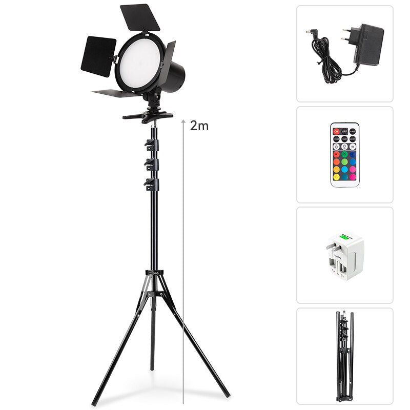 RGB LED video light Studio Photography led lights Video Light Ring RGB Light camera Stand Photography Panel Lamp Light Dimmable