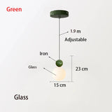 Modern Color Round Ball Long-Line Bedroom Single-Head Pendant Lamp With Glass And Injection-Molded Cover For Dining Room E27