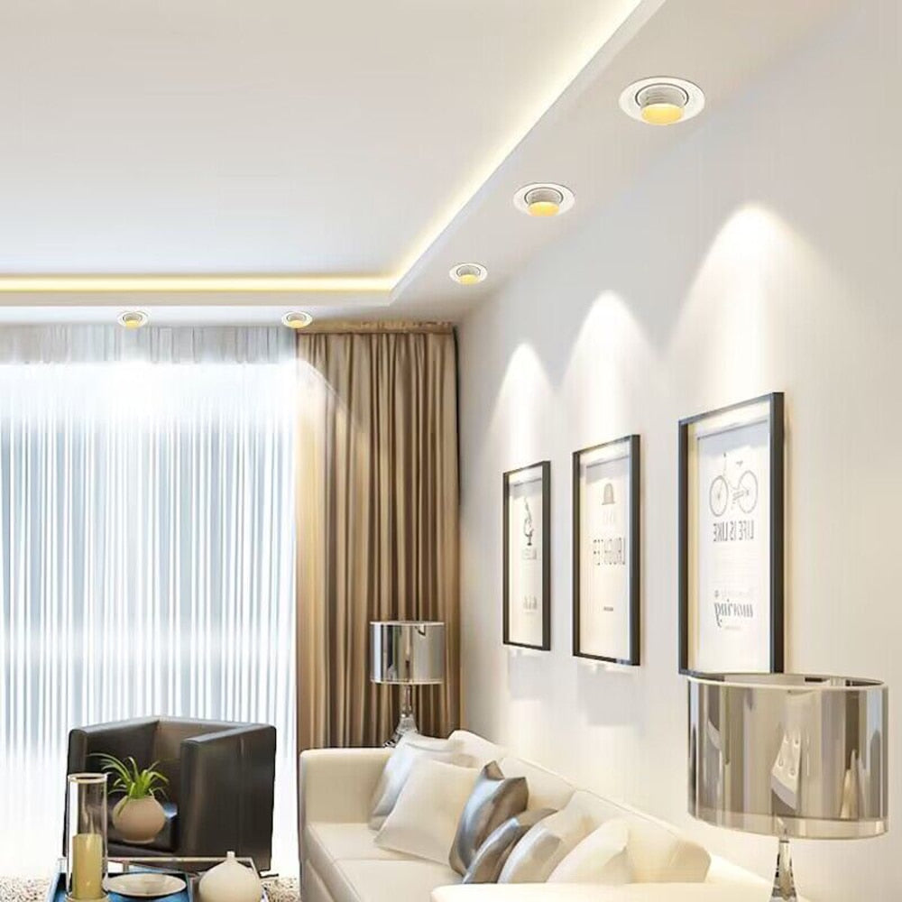LED Recessed Spotlight Commercial Lighting Downlight Telescopic Focusing Spotlight Home Living Room COB Spotlight