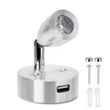 USB RV Lights Interior Reading Lamp LED Bedside Lamp 3W RV Wall Sconce Light Fixtures Rotatable Spot Lights Boat Camper Van Lamp