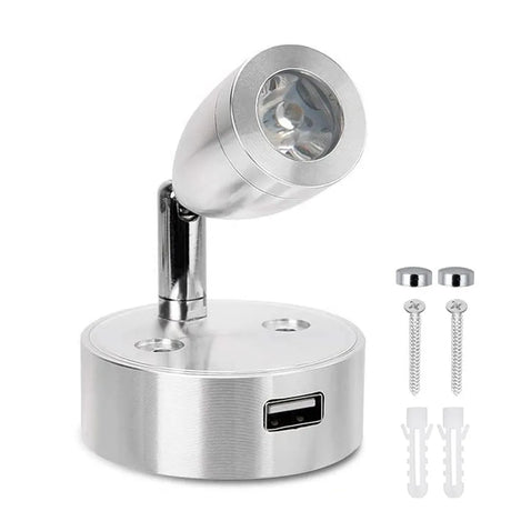 USB RV Lights Interior Reading Lamp LED Bedside Lamp 3W RV Wall Sconce Light Fixtures Rotatable Spot Lights Boat Camper Van Lamp