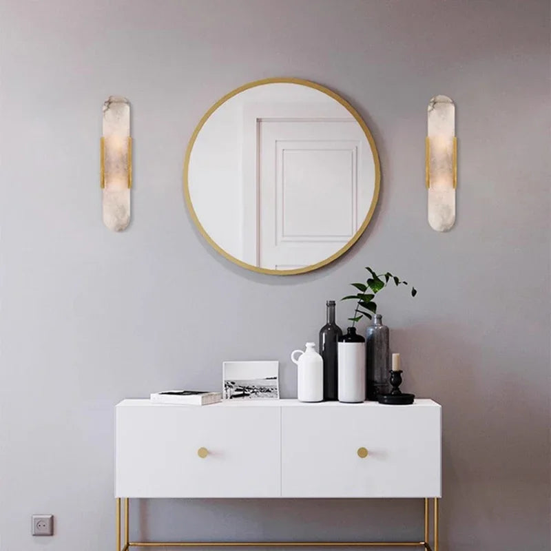 Natural Spanish Marble Wall Light LED Copper Bedroom Reading Wall Lamp Stair Aisle Dining Room Parlor Sconce Dropshipping LED
