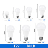 LED Bulb Lamps E27 E14 AC220V 110V 120V DC12V-85V 24 Light Bulb power 10pcs 20W 18W 15W 12W 9W 5W 3W Lampada Living Room Home LED