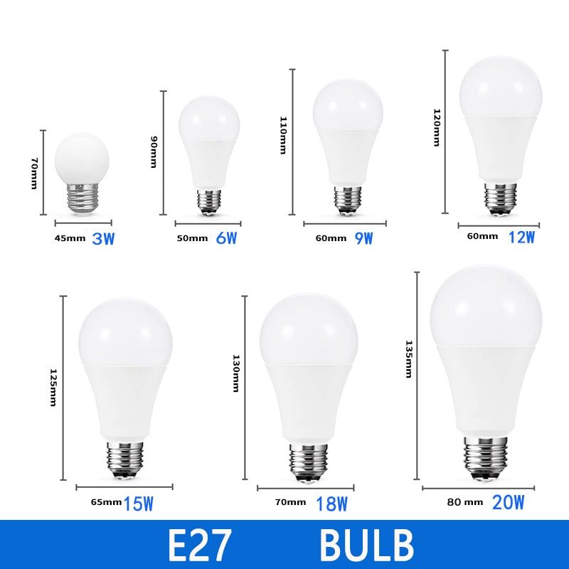 LED Bulb Lamps E27 E14 AC220V 110V 120V DC12V-85V 24 Light Bulb power 10pcs 20W 18W 15W 12W 9W 5W 3W Lampada Living Room Home LED
