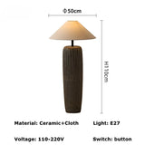 Japanese Antique Pottery Pot Floor Lamp Quiet Pottery Pot Cloth Zen Floor Table Light Chinese Garden Stand Lamp for Living Room