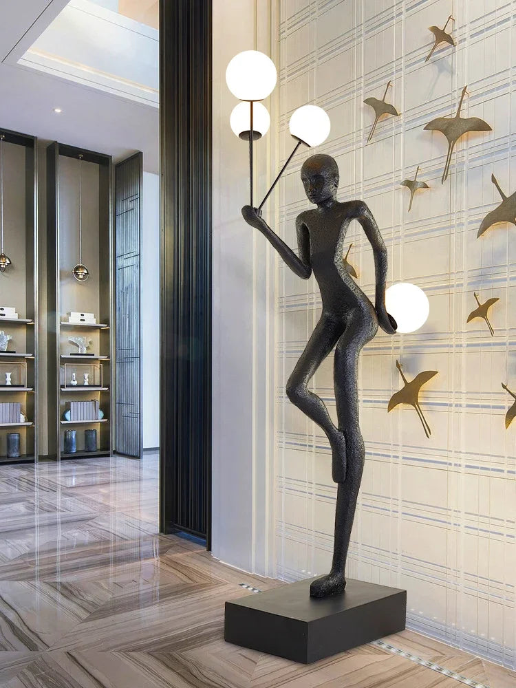 YY Creative Man-Shaped Mall Abstract Figure Sculpture Welcome Art Floor Lamp
