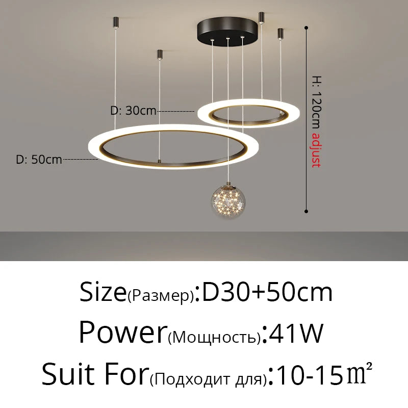 2025 New Pendant Light Lusters For Living Room Chandelier Modern Creative Circle Ring Bedroom Lamps Restaurant Ceiling Luminaire