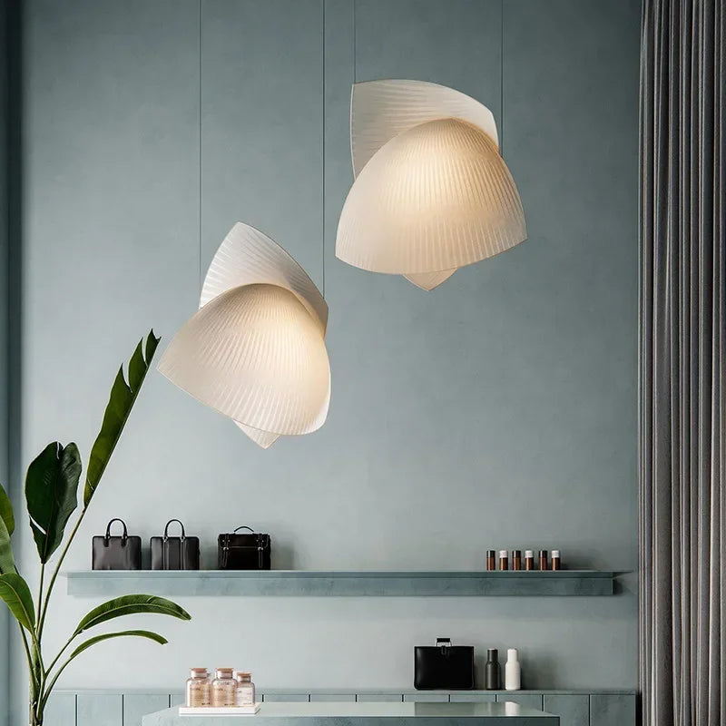 Japanese Wabi-sabi Style Modern Fabric Living Room Bedroom Chandelier Restaurant Art Shell Pendant Lights Home Decor Soft Light