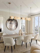 Marble Life Black Gold Hardware LED Dimmable Chandelier Lighting Alabaster Suspension Luminaire Lampen For Dinning Room