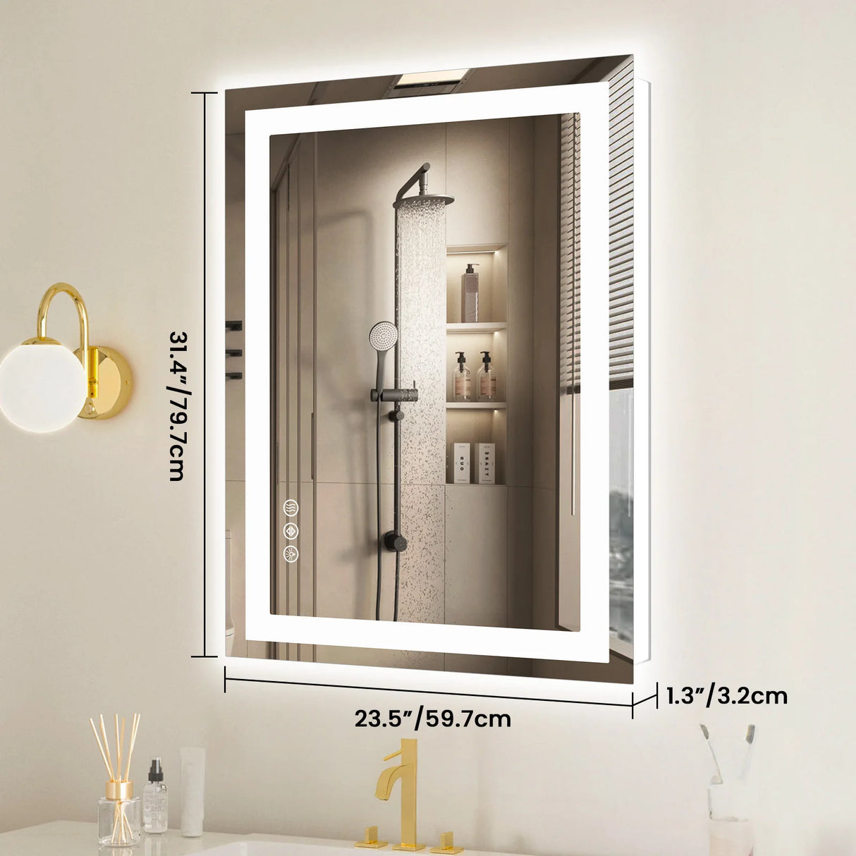 36"x 24"LED Bathroom Vanity Mirror for Wall Memory Function Tempered Glass with Front Light and Backlit For Living Room