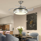 Modern Ceiling Fan with LED Light Kit and Remote Control Retractable Fan Blade for Indoor Bedroom Home Application Summer