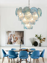 Blue Circle Glass Chandeliers Vintage Art American Classic Living Room Design Idea Home Deco Restaurant Hanging Lamps Lustre