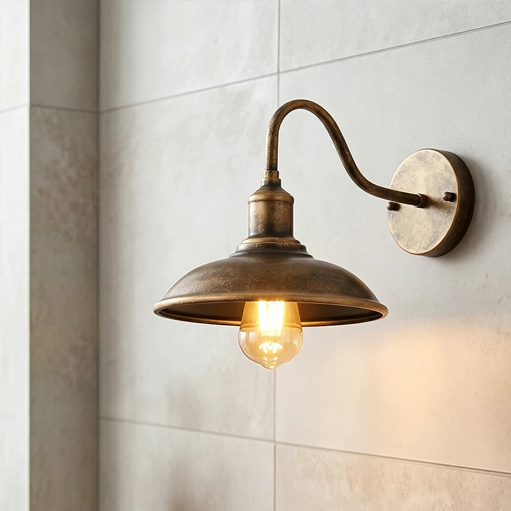 Retro Waterproof Outdoor LED Wall Lamp (E27 Socket Base) - Vintage Weatherproof Exterior Sconce Fixture for Courtyard, Garden, Balcony & Entryway
